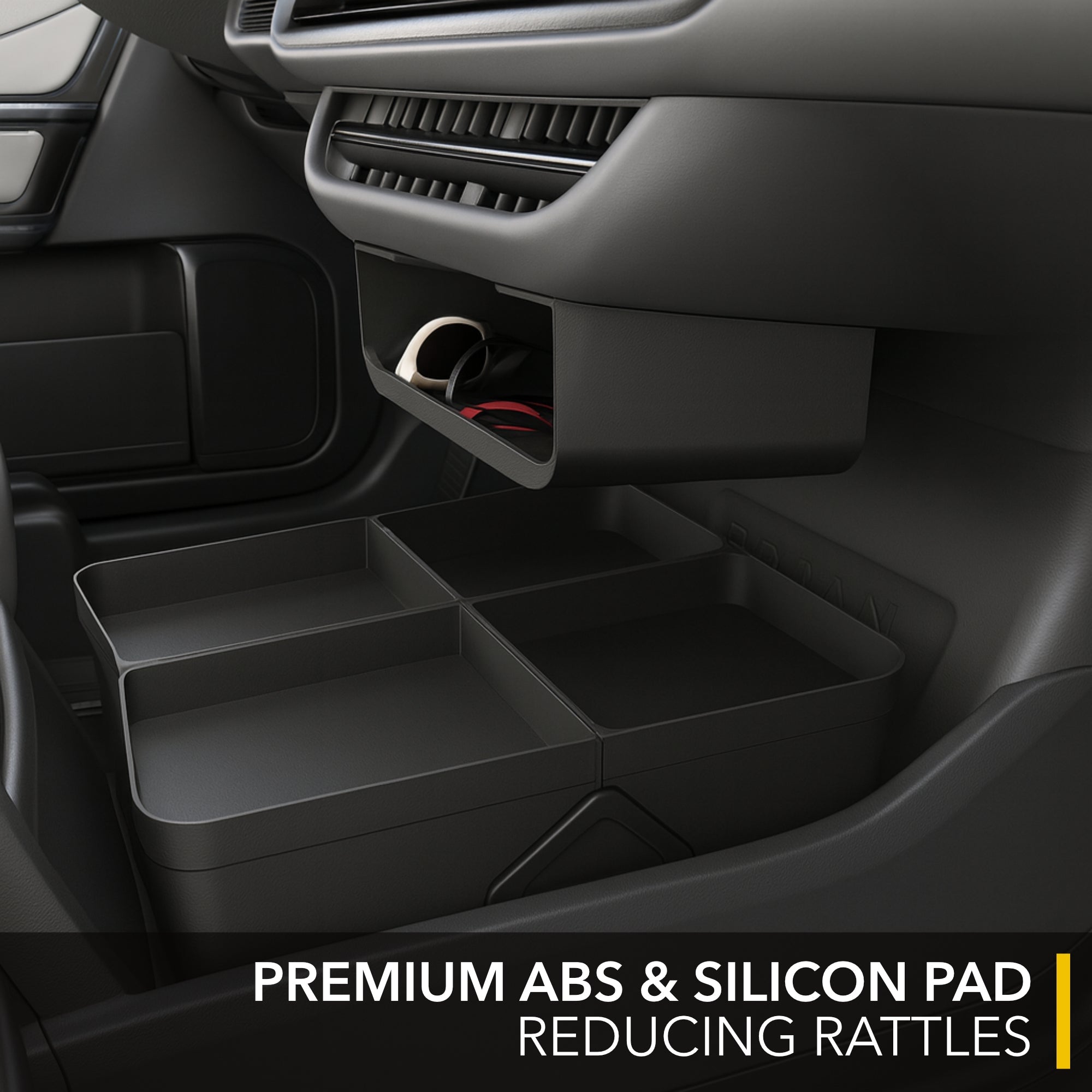 rivian r1s, r1t, screen tray, glovebox style organizer