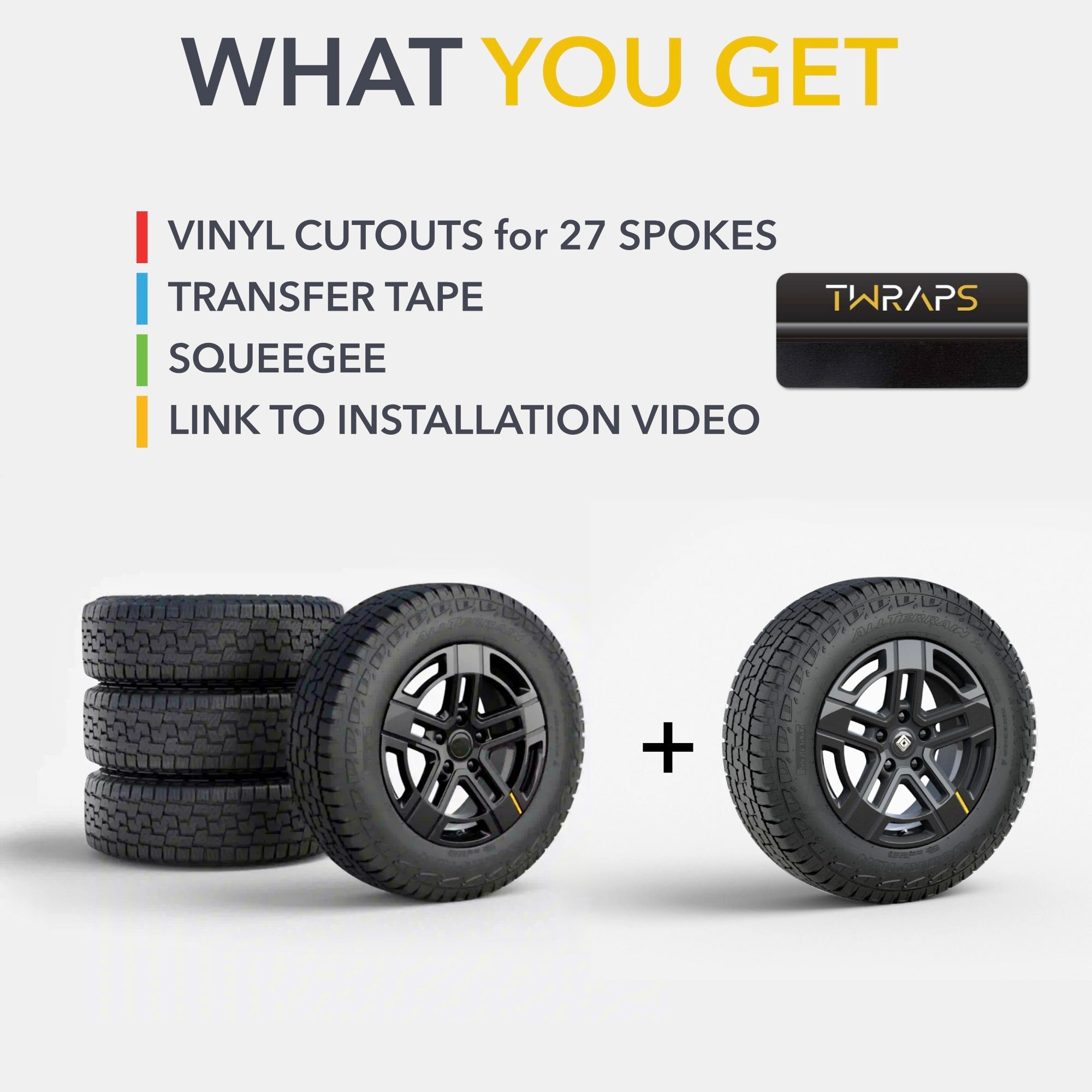 tire wrap kit chrome delete, r1t, r1s, rivian r1s