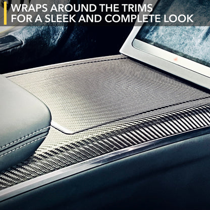 Interior Vinyl Wrap Kit for Tesla Model X 2021-2024 (Refresh)- Plaid Style Black Carbon Fiber