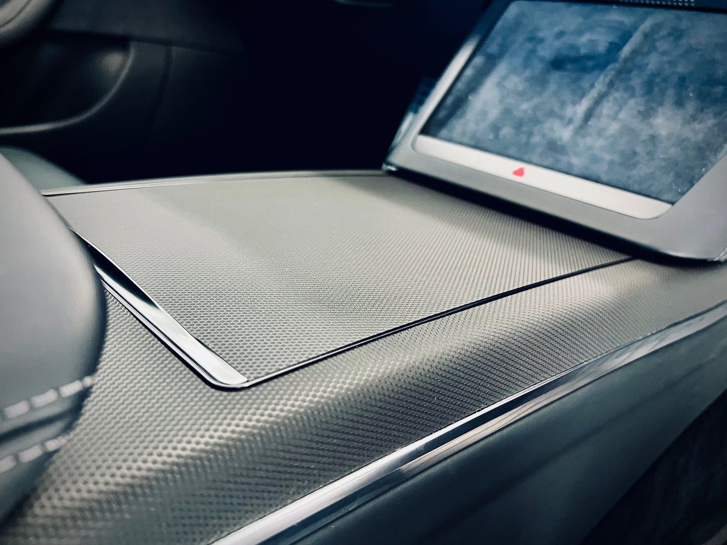 Interior Vinyl Wrap Kit for Tesla Model X 2021-2024 (Refresh)- Plaid Style Black Carbon Fiber