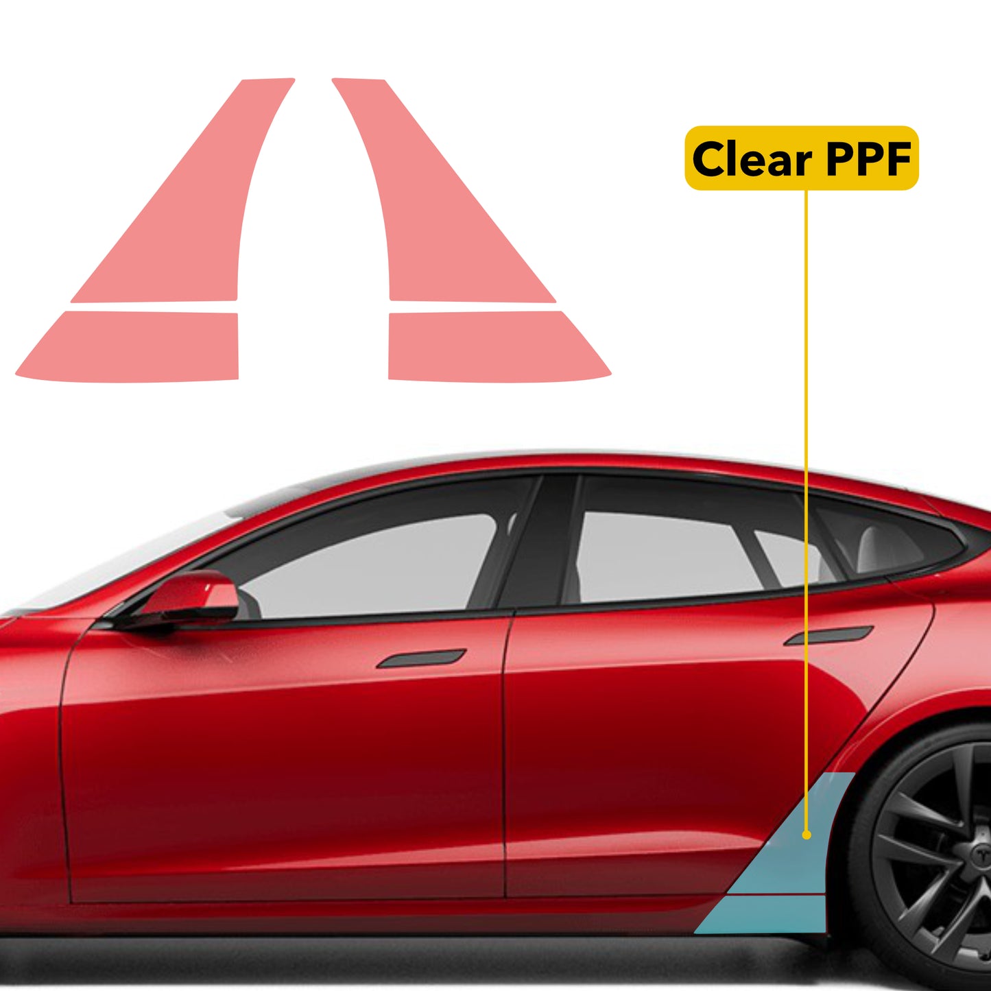 Rear Fenders + Rockers Paint Protection Film for 2021+ Tesla Model S (Plaid & Long Range)