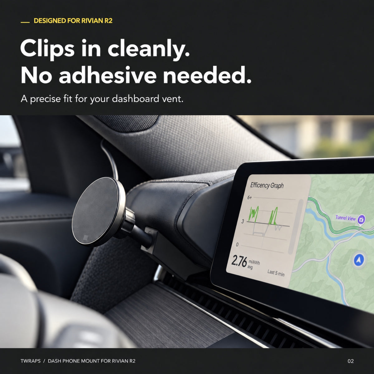 Dashboard Phone Charger | Rivian R2, Magnetic Mount