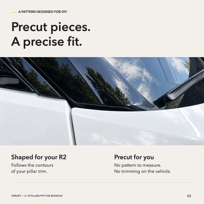 A/B Pillars PPF | Rivian R2, Clear Paint Protection Film
