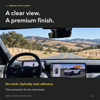 Windshield Protection Film | Rivian R2, UV + IR Defense