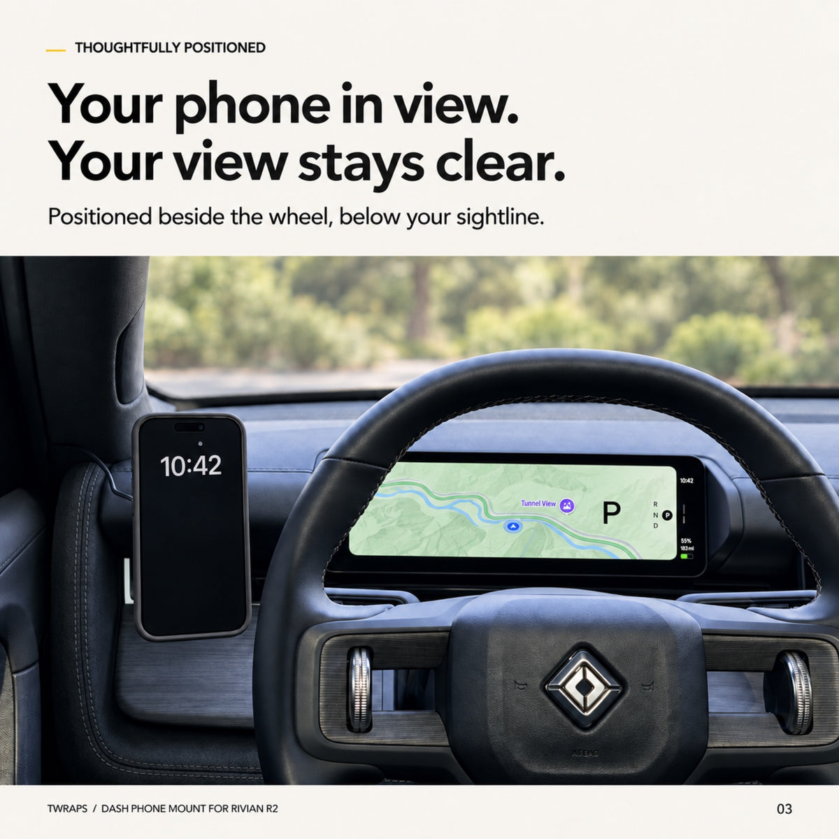 Dashboard Phone Charger | Rivian R2, Magnetic Mount