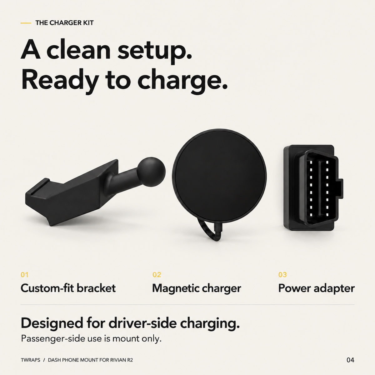 Dashboard Phone Charger | Rivian R2, Magnetic Mount