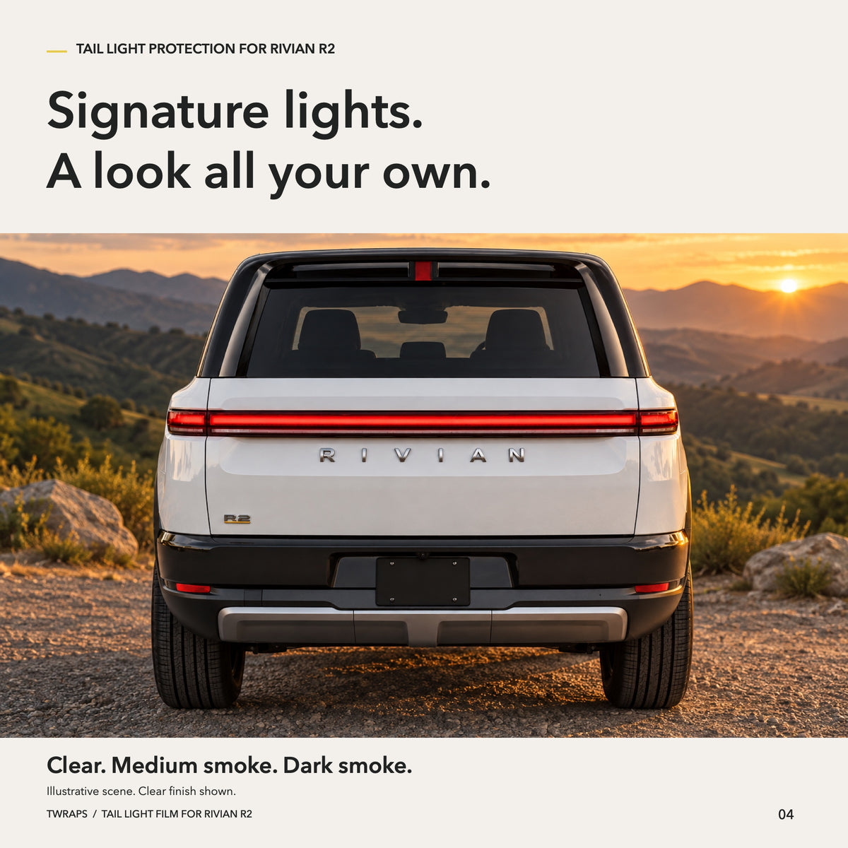 Tail Lights Tint & Clear PPF | Rivian R2, Precut Rear Light Protection