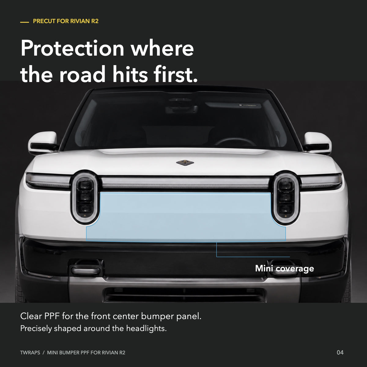 Front Bumper PPF | Rivian R2, Clear Paint Protection Film