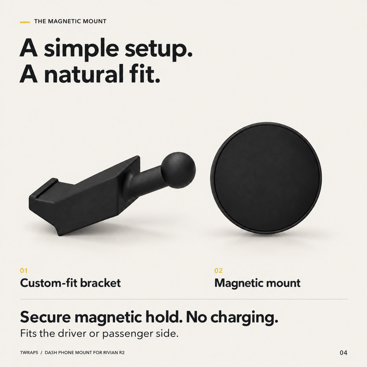 Dashboard Phone Charger | Rivian R2, Magnetic Mount