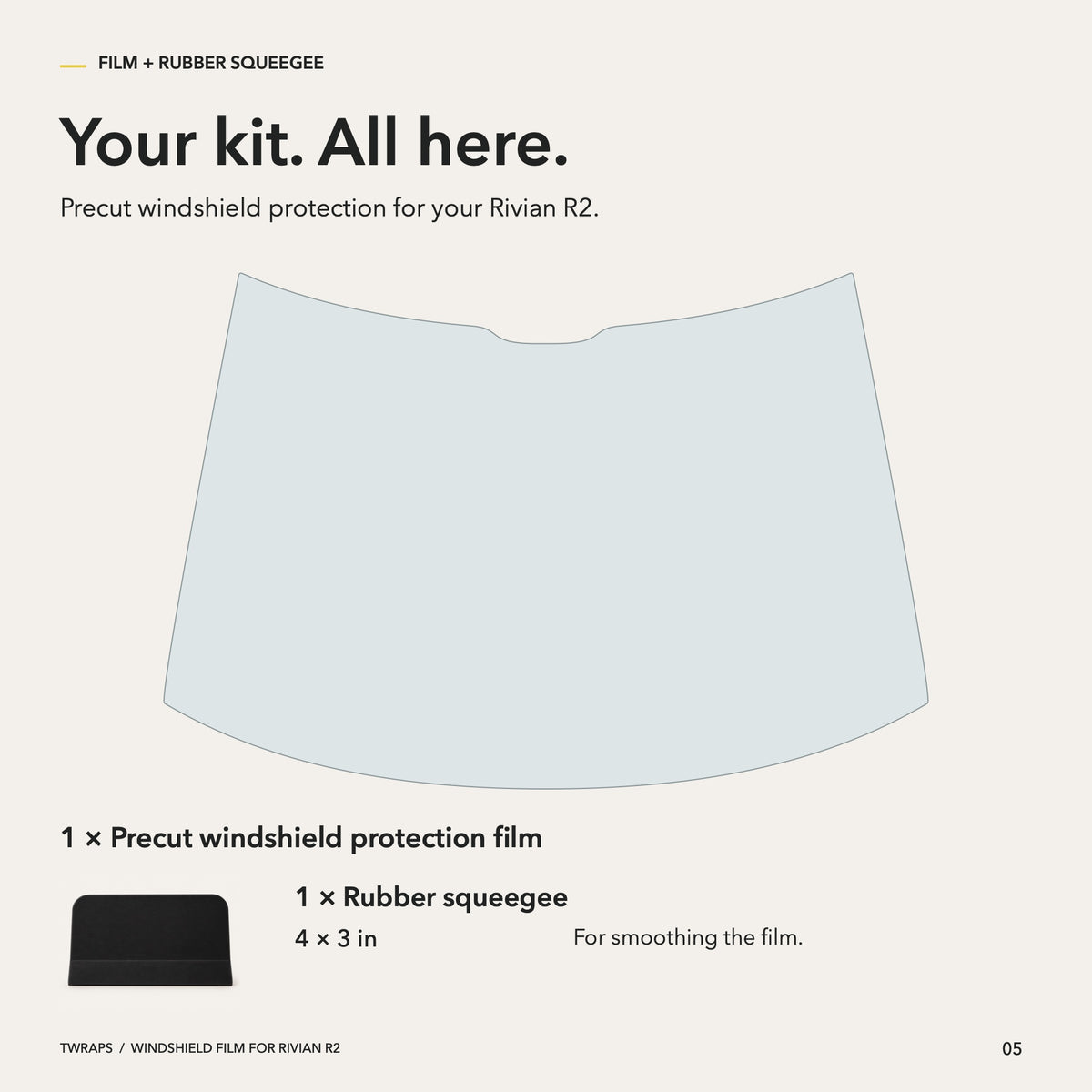Windshield Protection Film | Rivian R2, UV + IR Defense