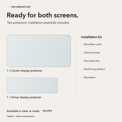 Screen Protectors | Rivian R2, 9H PET, Clear or Matte