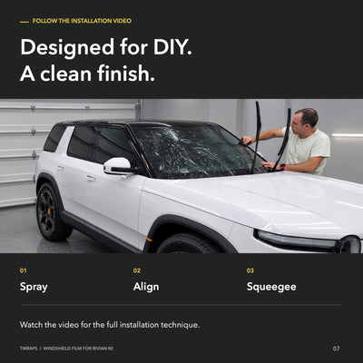 Windshield Protection Film | Rivian R2, UV + IR Defense