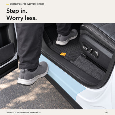 Door Entry PPF | Rivian R2, Clear Door Sill Protection