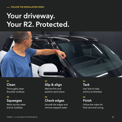 A/B Pillars PPF | Rivian R2, Clear Paint Protection Film