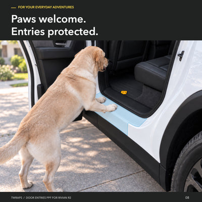 Door Entry PPF | Rivian R2, Clear Door Sill Protection