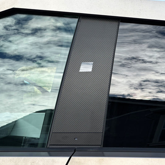 B & C Pillars & Door Buttons Vinyl Wrap for Tesla Cybertruck - Carbon Fiber Film Decal