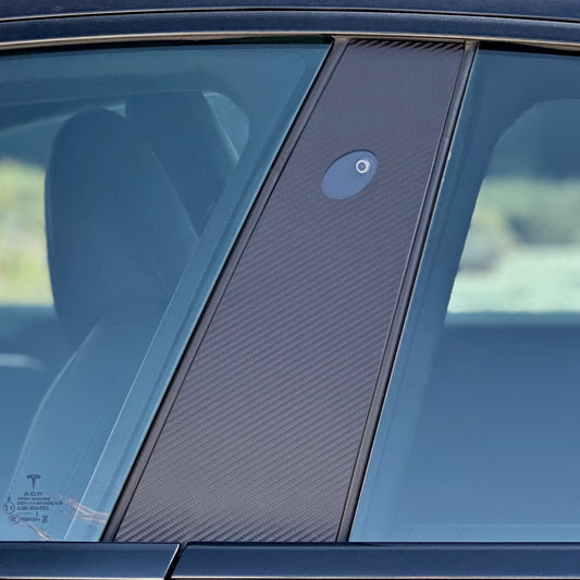 B Pillars Vinyl Wrap for Tesla Model S - Carbon Fiber Film Decal