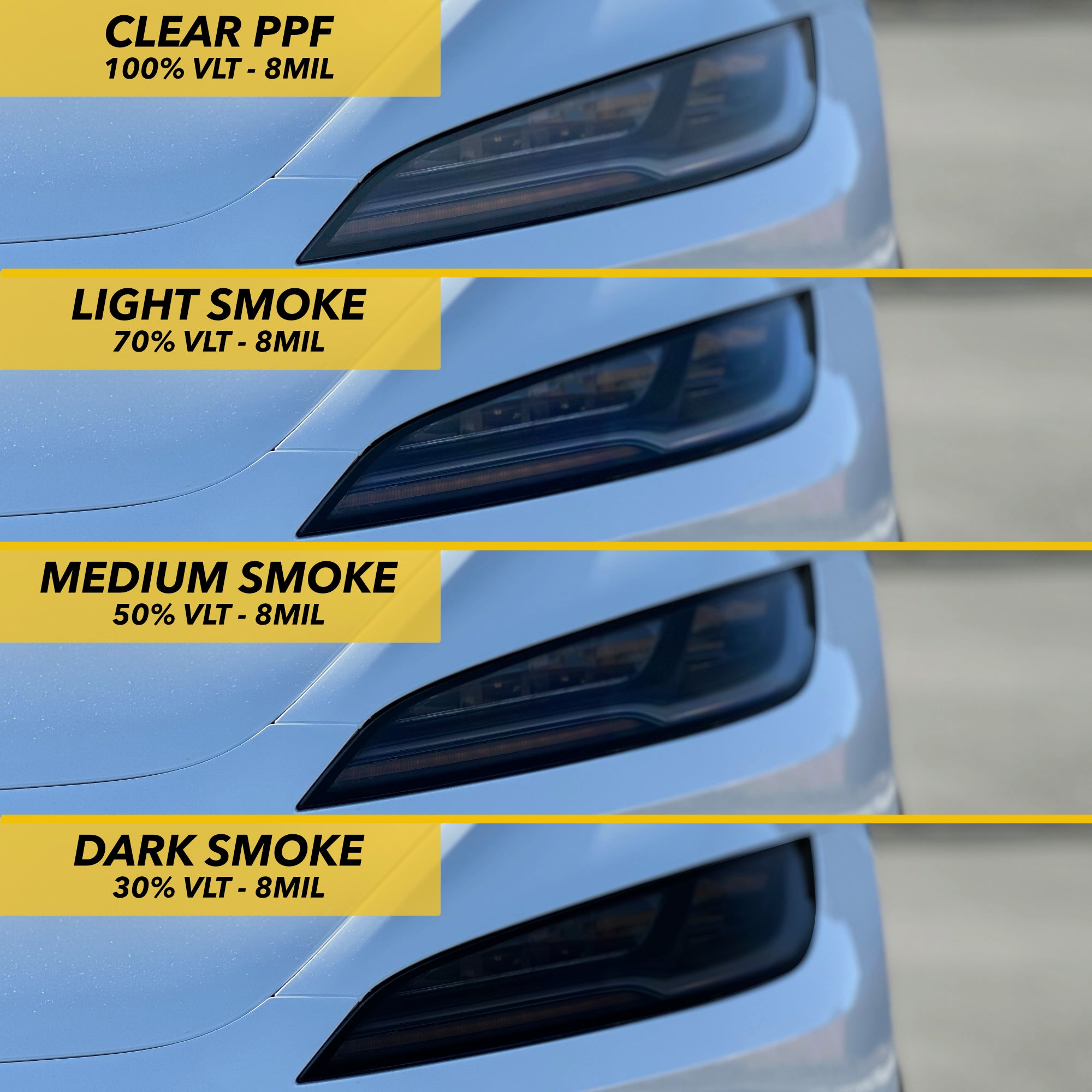 Headlights Smoke Tint PPF | Tesla Model 3 Highland - Headlamp Shield