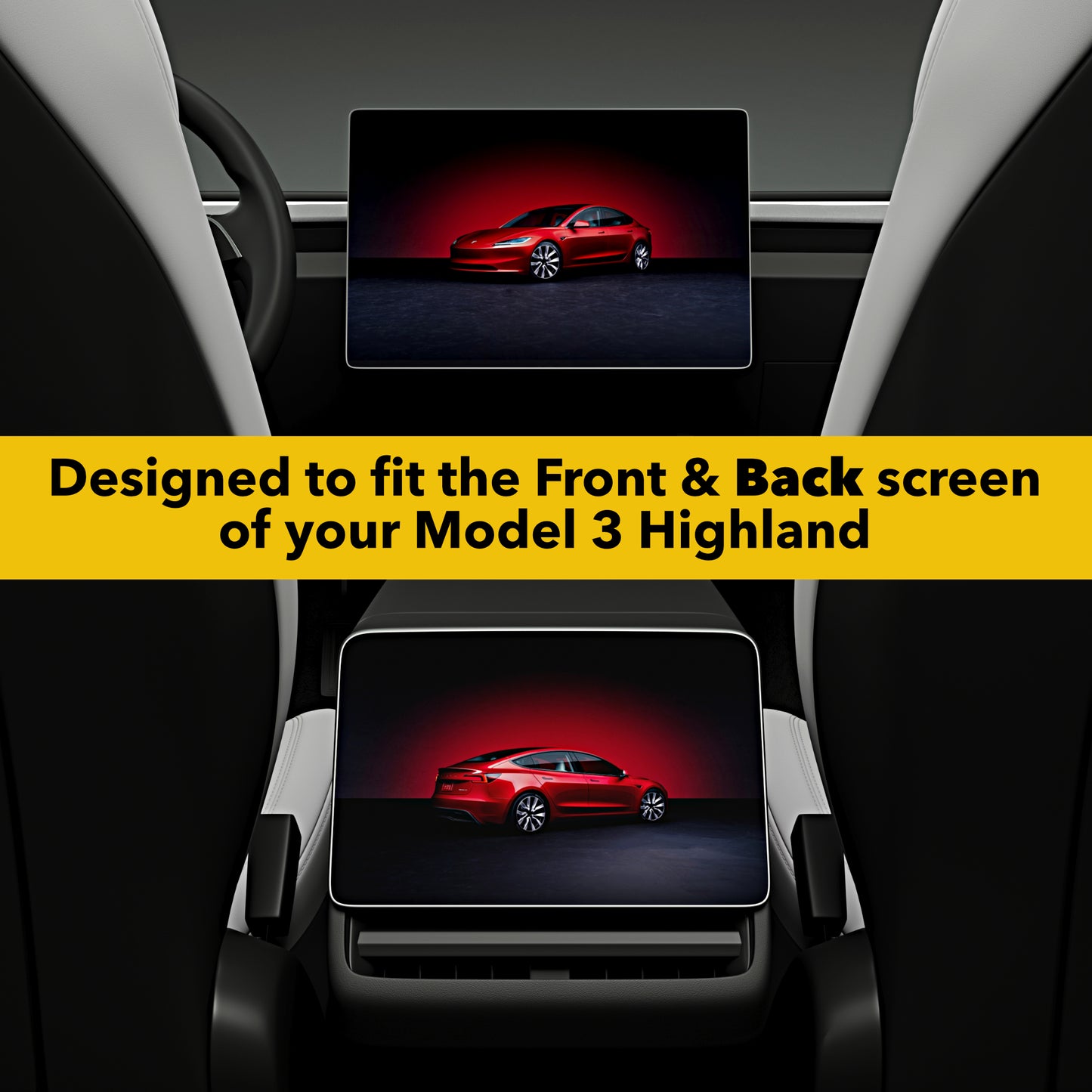 Front & Rear Screen Protectors for Tesla Model 3 Highland | 9H PET