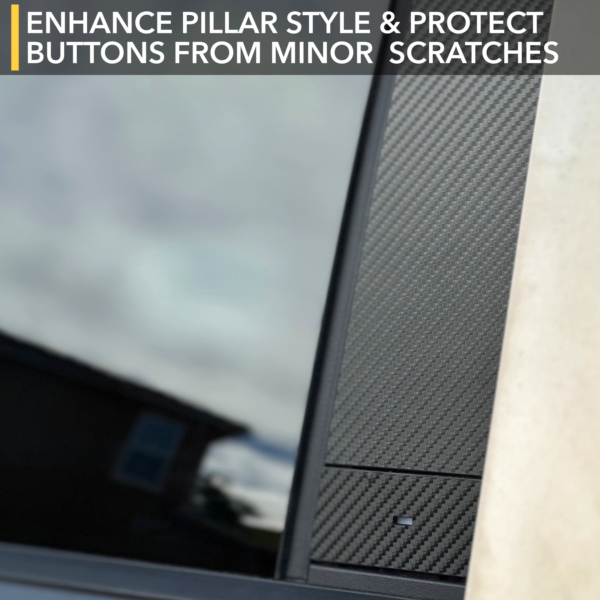 B & C Pillars & Door Buttons Vinyl Wrap | Tesla Cybertruck - Carbon Fiber Film Decal