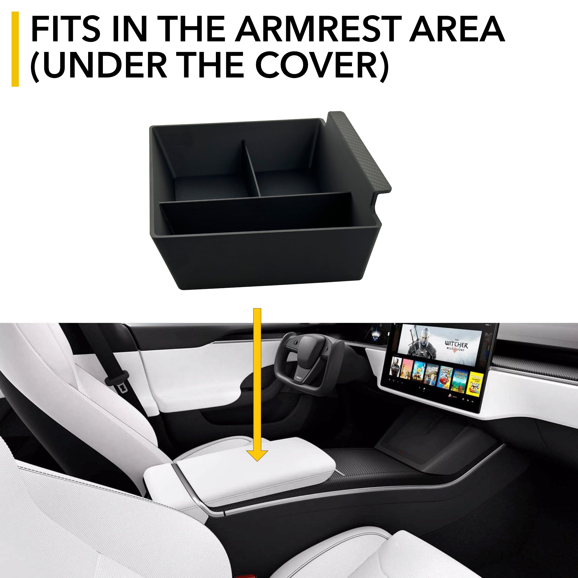 Center Console / Armrest Organizer | Tesla Model S / Model X 2021 - 2025