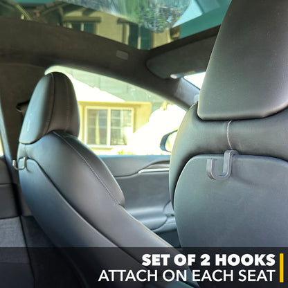 Seat Back Hooks for Tesla Model 3, Model Y, Model S & Model X - Bag Hanger Hooks