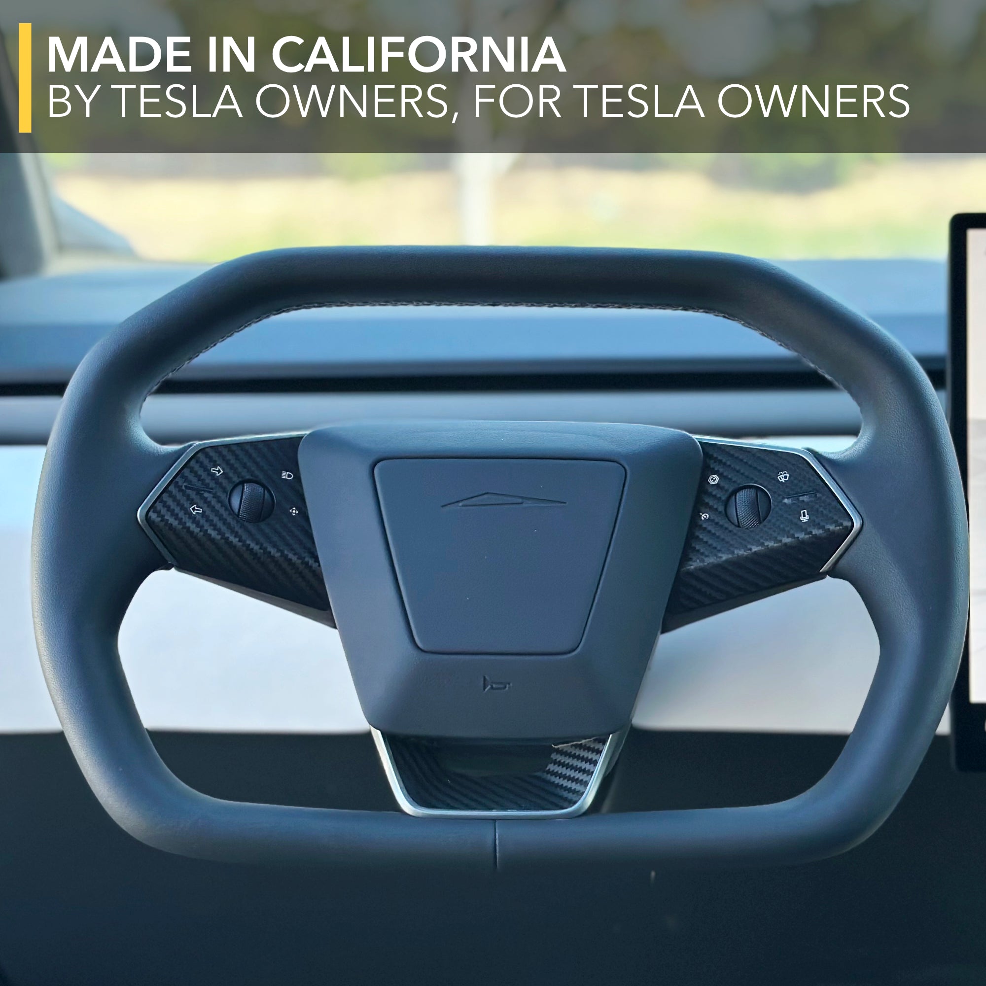 Steering Wheel Vinyl Wrap | Tesla Cybertruck - Carbon Fiber