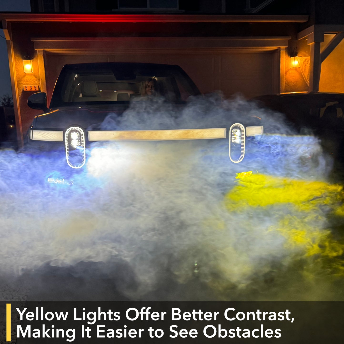 Yellow Fog Lights Tint PPF for Rivian R1S & R1T - Calendered Brimstone Yellow Shade Filter