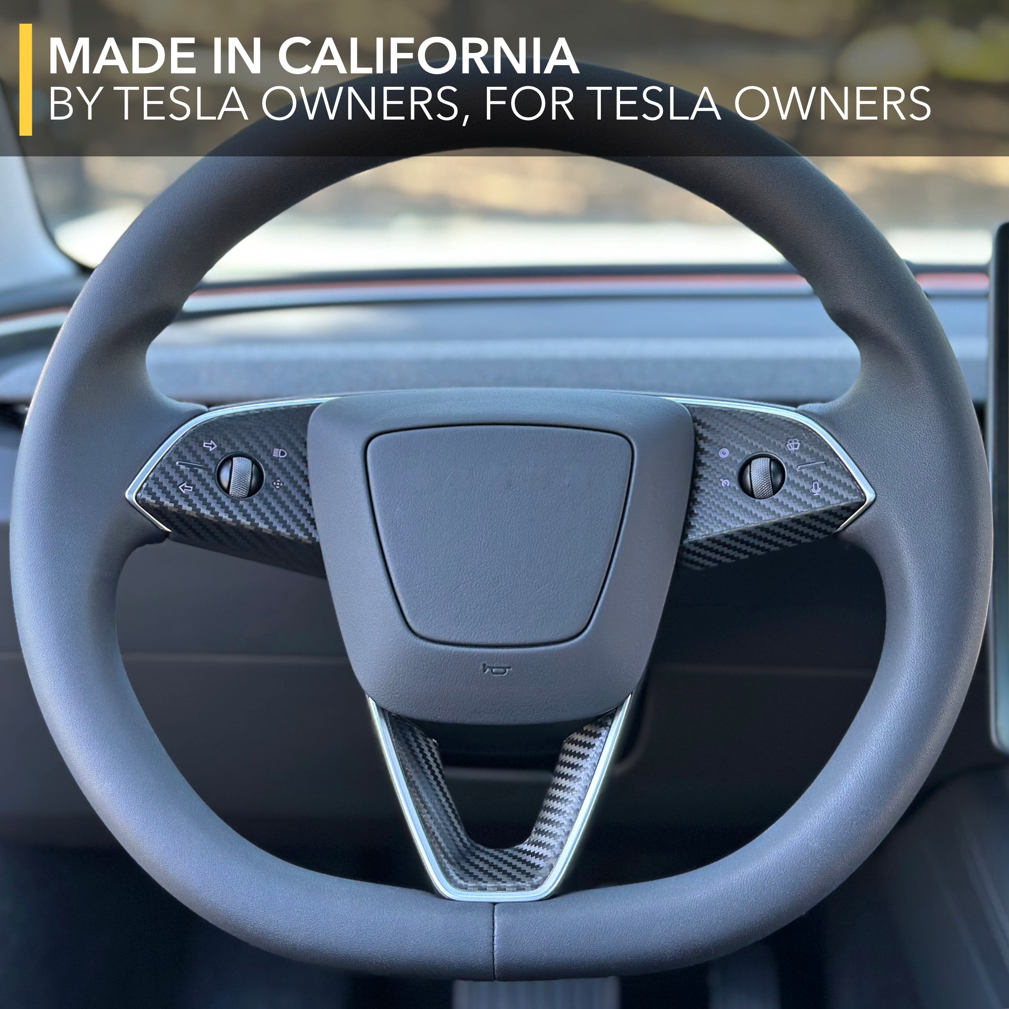 Steering Wheel Vinyl Wrap | Tesla Model 3 Highland - Carbon Fiber