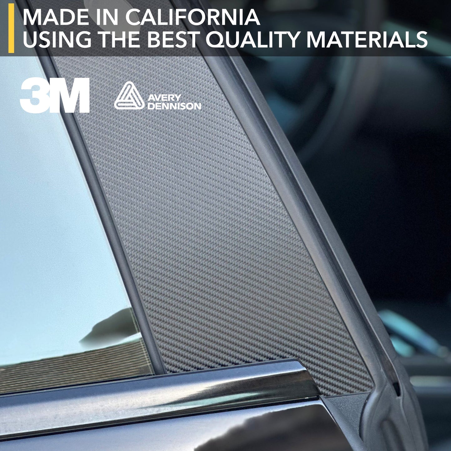 B Pillars Vinyl Wrap for Tesla Model 3 Highland - Carbon Fiber Film Decal