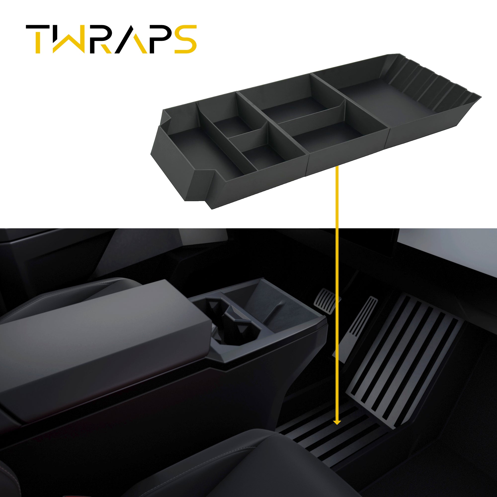 Floor Storage Organizer | Tesla Cybertruck - Lower Center Console Tray