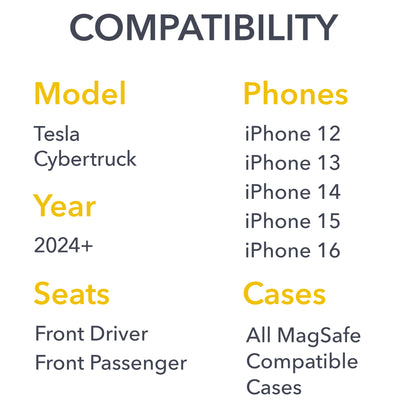Dashboard Magnetic Phone Mount / Qi2 Charger | Tesla Cybertruck - Phone Holder