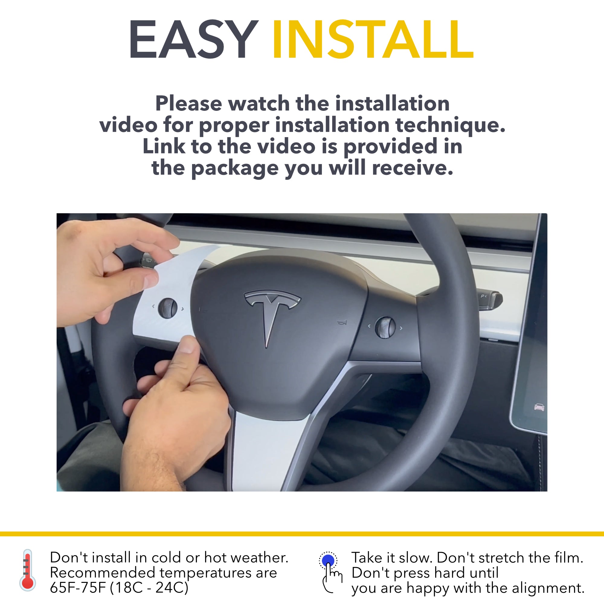 Steering Wheel Vinyl Cover | 2017-2023 Tesla Model 3 & 2021-2024 Tesla Model Y