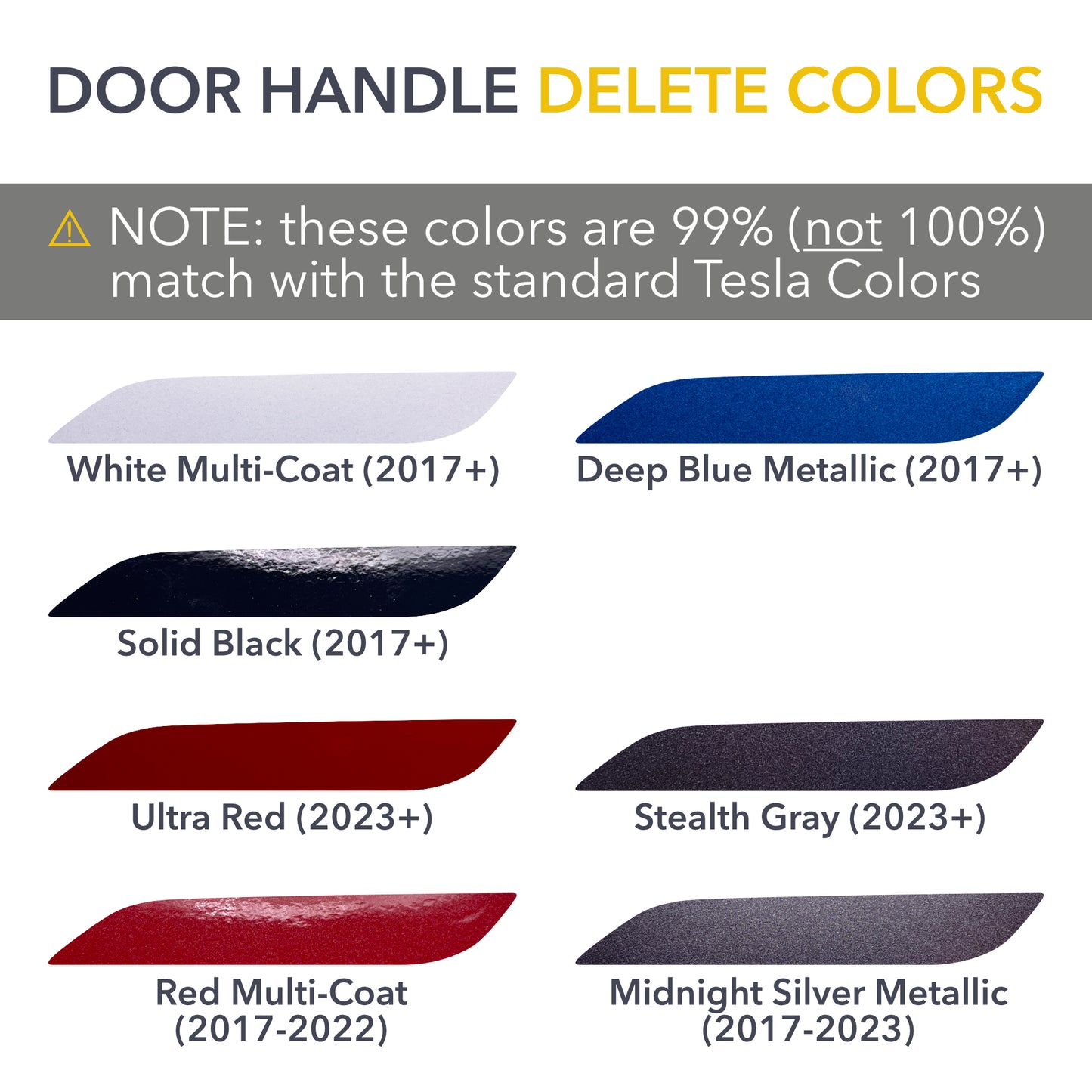 Door Handles Vinyl Wrap Kit for Tesla Model S - Color Pop or Handle Delete