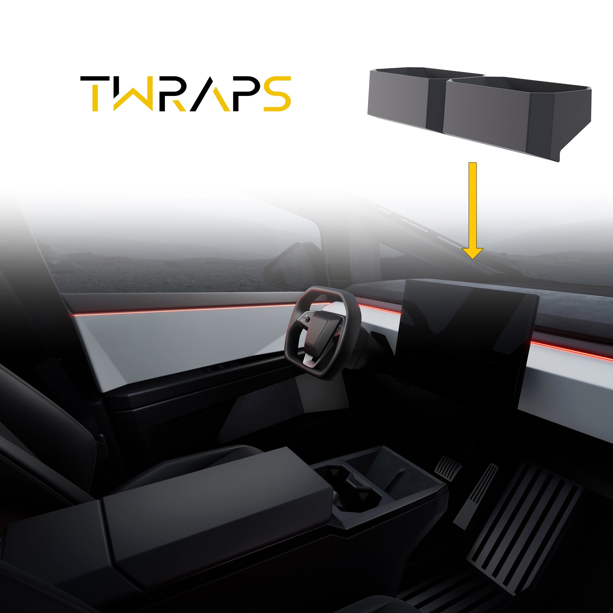 Behind Screen Storage Tray | Tesla Cybertruck - Dashboard Organizer