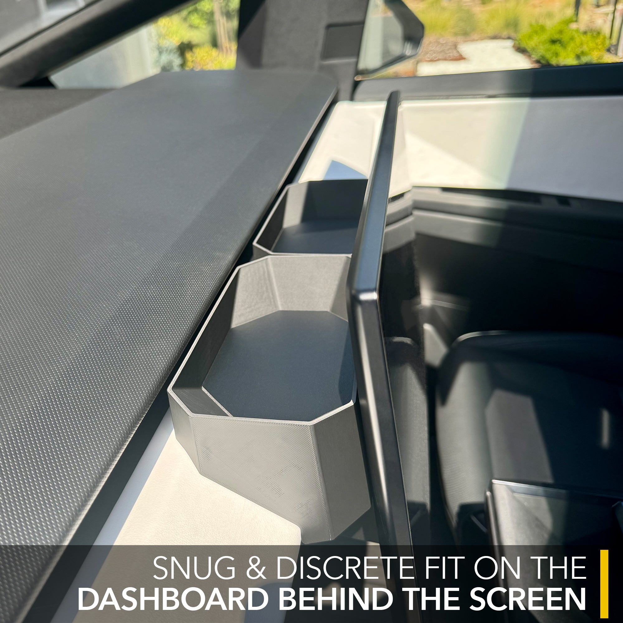 Behind Screen Storage Tray | Tesla Cybertruck - Dashboard Organizer