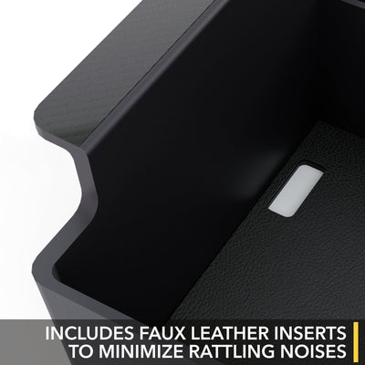 tesla model center console armrest tray leather inserts carbon fiber