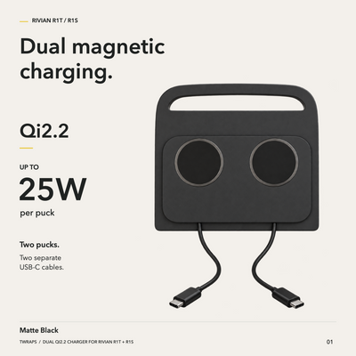 Dual Wireless Charging Pad | Rivian R1T/R1S 2021-2026, MagSafe Compatible Charger