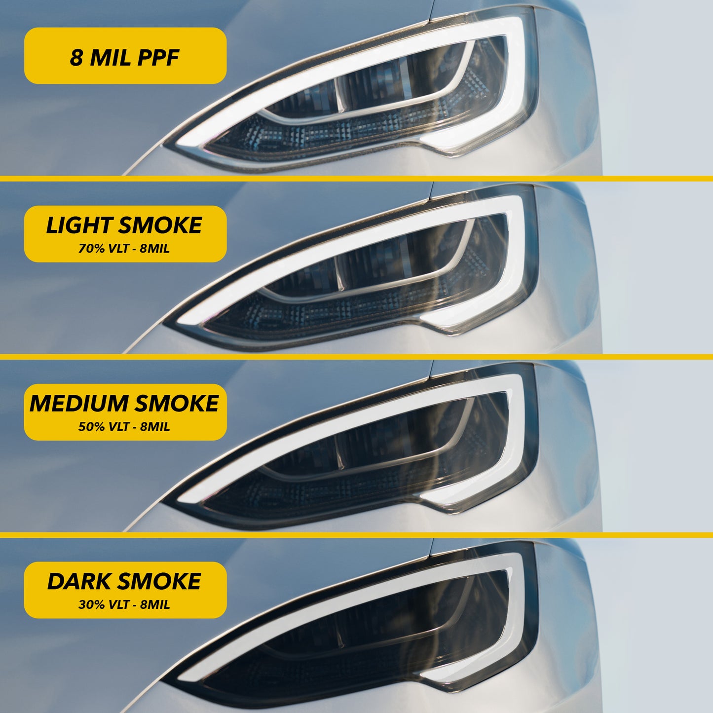 Headlights Smoke Tint for Tesla Model S (2016+ including Plaid)