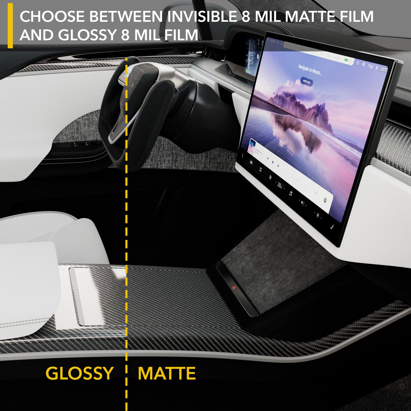 Interior PPF Kit for Tesla Model X Plaid (2021-2024 Refresh) - Paint Protection Film Wrap for All Carbon Fiber Trims