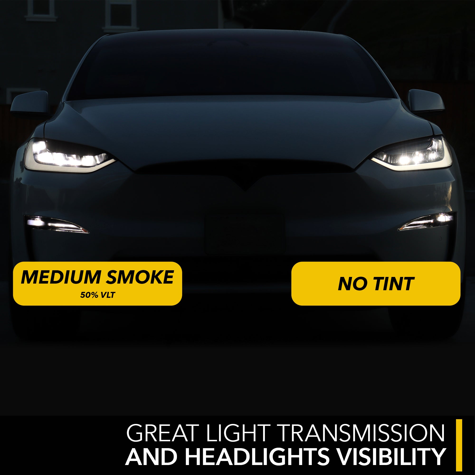 Headlights Clear PPF / Smoke Tinted PPF | Tesla Model X 2016-2025 - Smokey Headlamp Covers