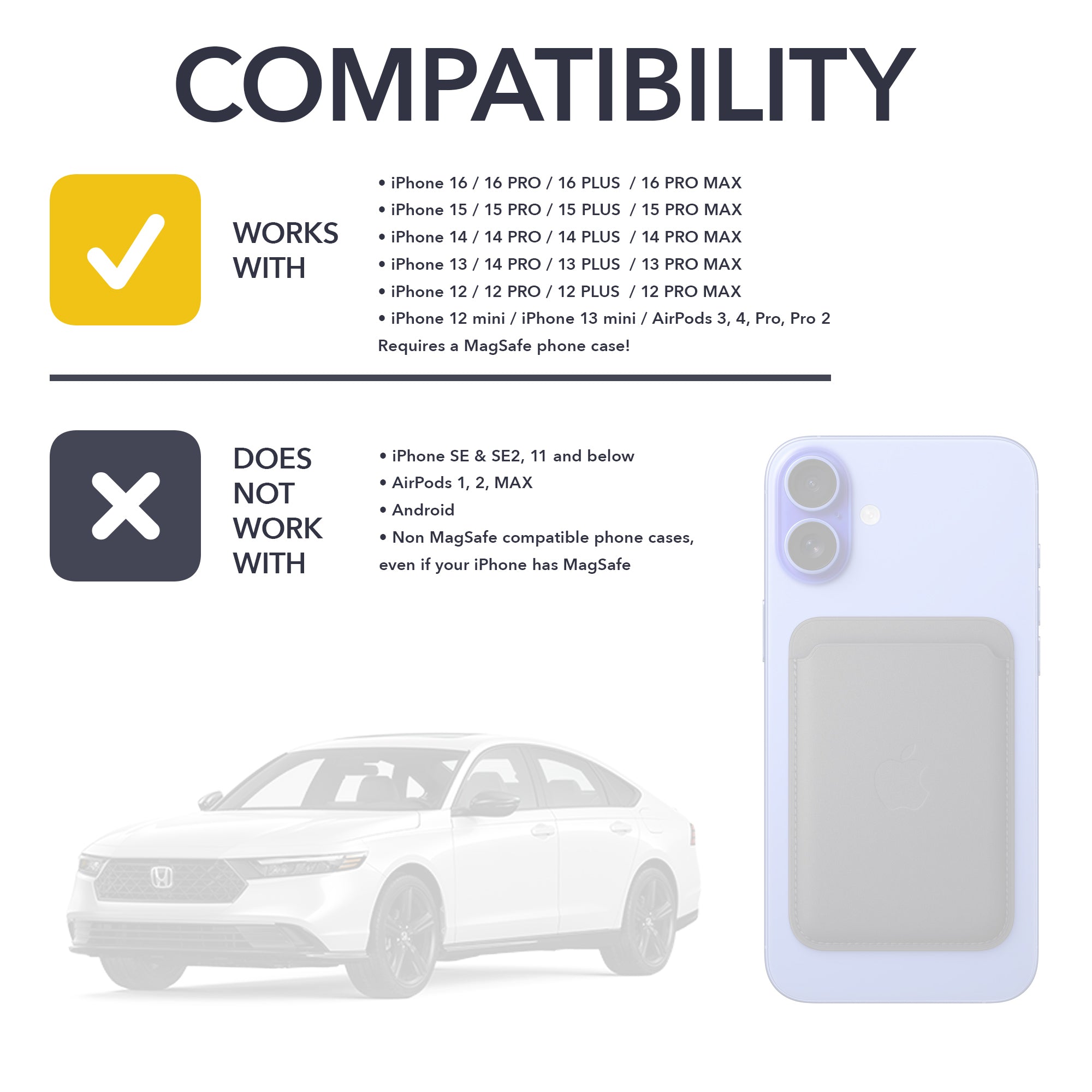 MagSafe Compatible Dual Wireless Charger | 2023+ Honda Accord