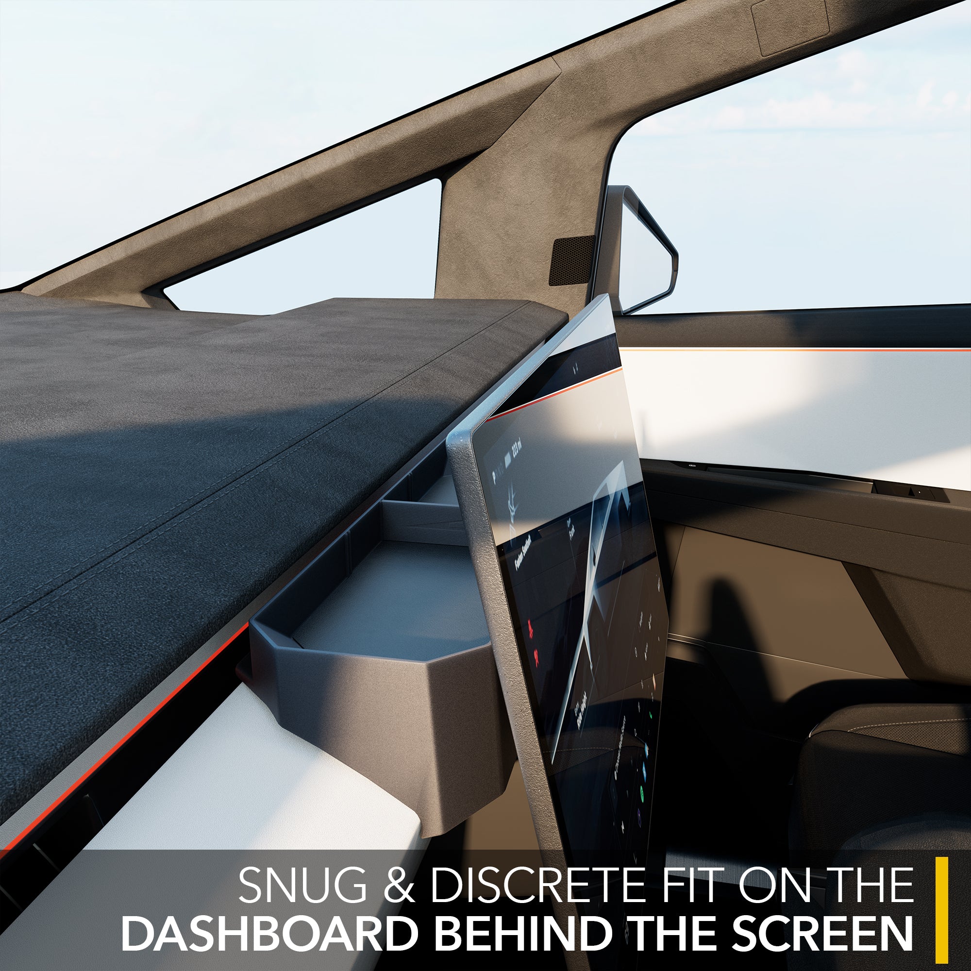 Behind Screen Storage Tray | Tesla Cybertruck - Dashboard Organizer