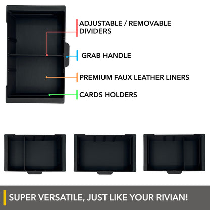 Slidable Armrest/Console Organizer Half Tray for Rivian R1T/R1S
