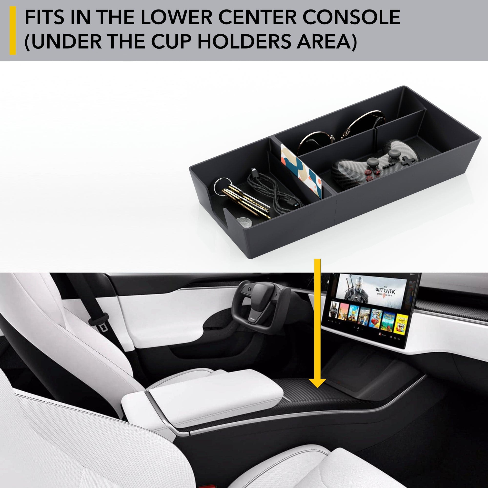 center console lower organizer