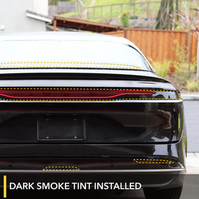 dark-tinted car taillight smoke tint lucid air tail lights smokey eyes paint protection film