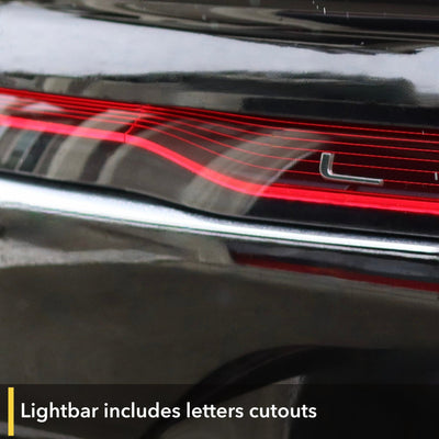 illuminated car lightbar letter cutouts smoke tint lucid air tail lights smokey eyes paint protection film