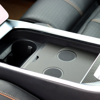 car center console cupholders magsafe compatible dual wireless charger lucid air