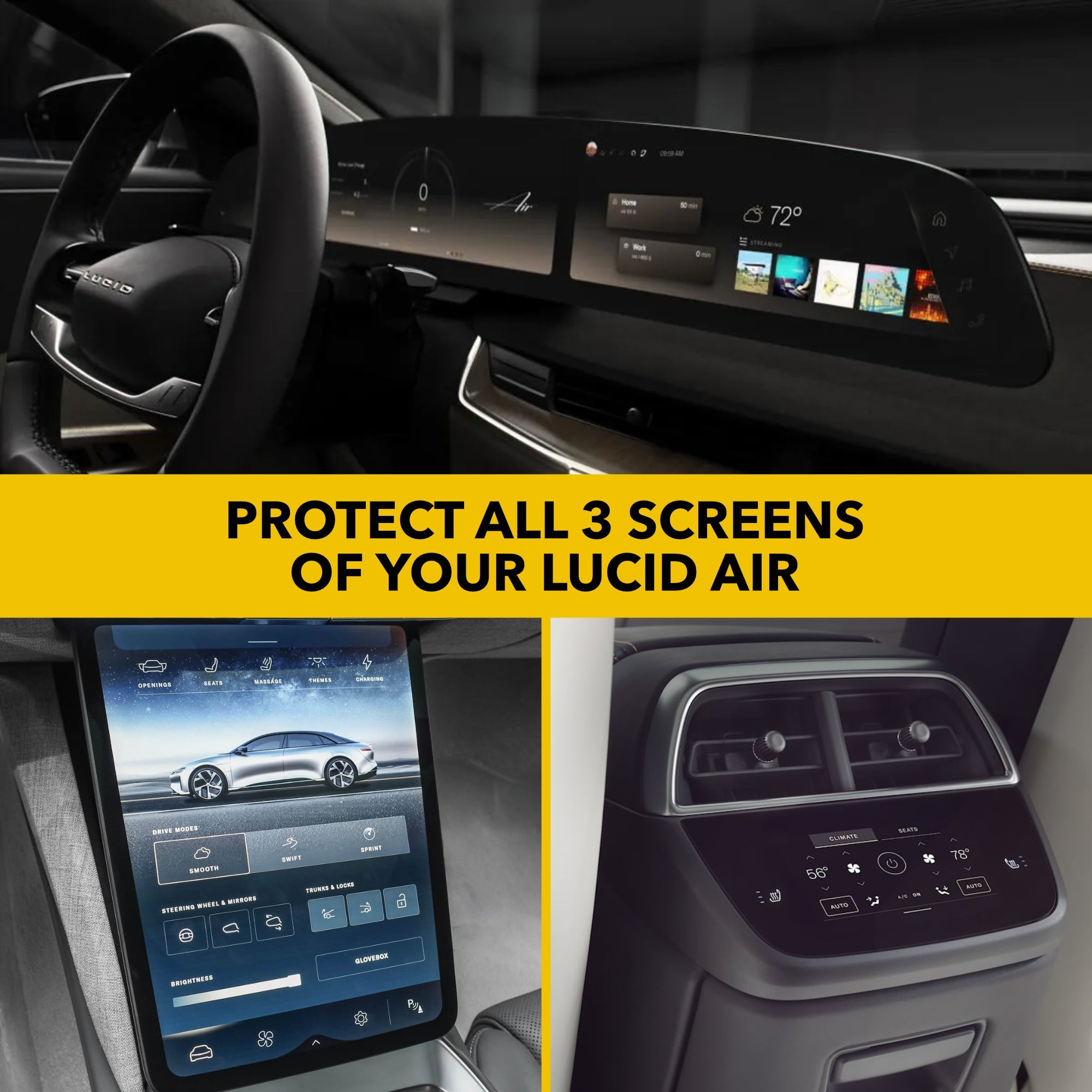 screen protector hardness pet lucid air ev accessories