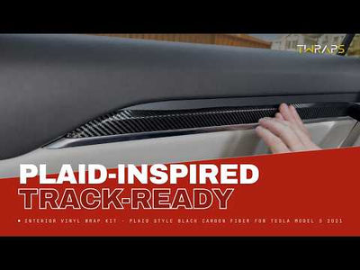 Interior Vinyl Wrap Kit | Tesla Model X 2021-2026 (Refresh)- Plaid Style Black Carbon Fiber